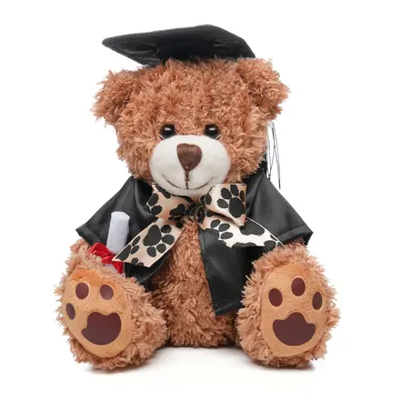 Graduation Style Medium Patched Paw Teddy - branded promotional product