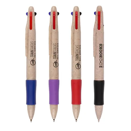 Wheat Quad 4 Colour Ball Pen - Laltex promotional product, branded with your logo