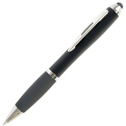 Shanghai Soft Stylus all Black Ball Pen - Laltex promotional product, branded with your logo