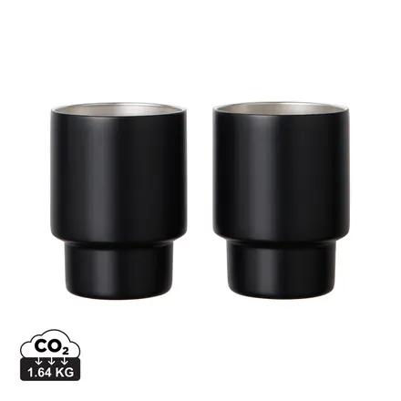 VINGA Nagano RCS recycled SS mugs, set of 2 - XD Connects promotional product, branded with your logo