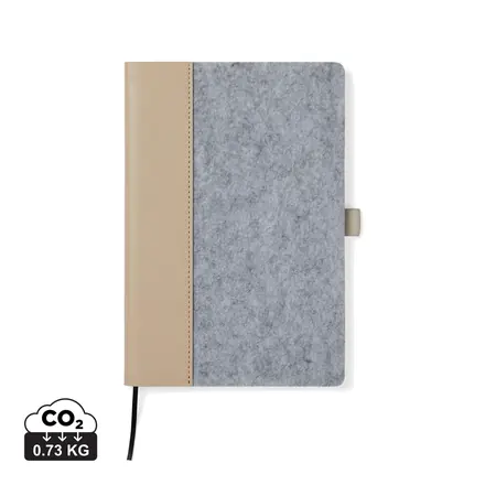 VINGA Albon GRS recycled felt notebook - XD Connects promotional product, branded with your logo