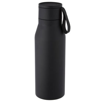 Ljungan 500 ml copper vacuum insulated stainless steel bottle with PU leather strap and lid
