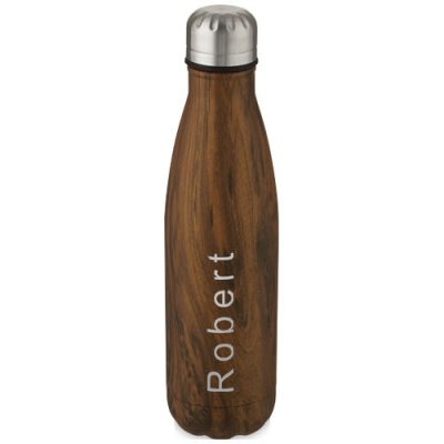 Cove 500 ml vacuum insulated stainless steel bottle with wood print