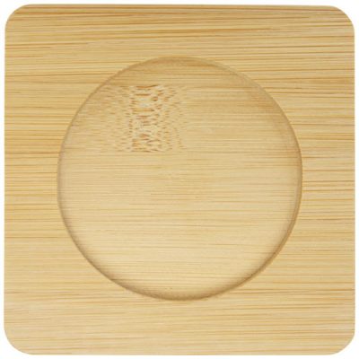 Manti 2-piece 250 ml double-wall glass cup with bamboo coaster