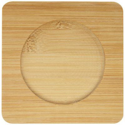 Manti 2-piece 350 ml double-wall glass cup with bamboo coaster