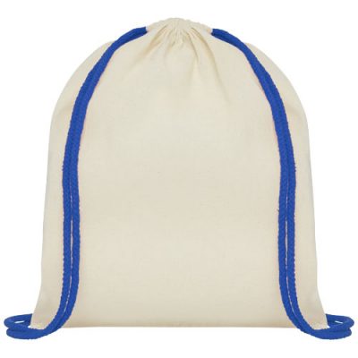 Oregon 100 g/m² cotton drawstring backpack with coloured cords 5L