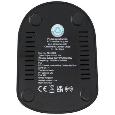 Loop 15W dual coil RCS recycled plastic wireless charging stand