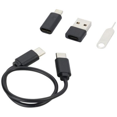 Savvy recycled plastic modular charging cable with phone holder