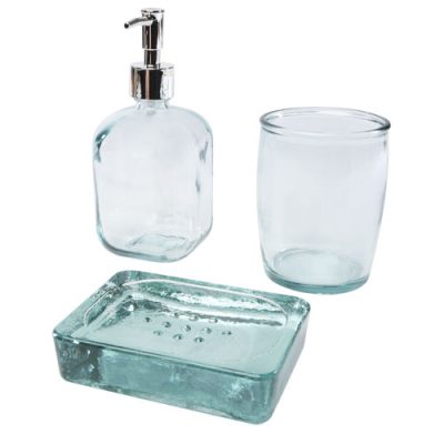 Jabony 3-piece recycled glass bathroom set