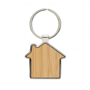 Branded Eco-Friendly Zinc Alloy Keychain with Bamboo