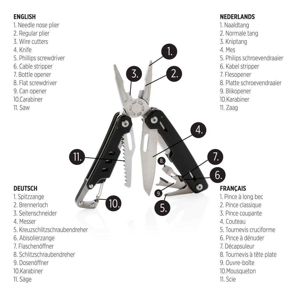 Solid multitool with carabiner Solid multitool with carabiner