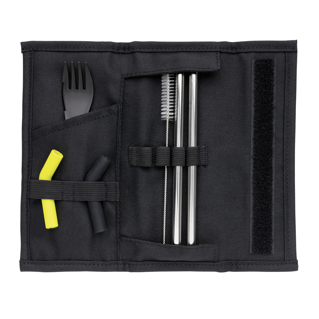 Tierra 2pcs straw and cutlery set in pouch Tierra 2pcs straw and cutlery set in pouch