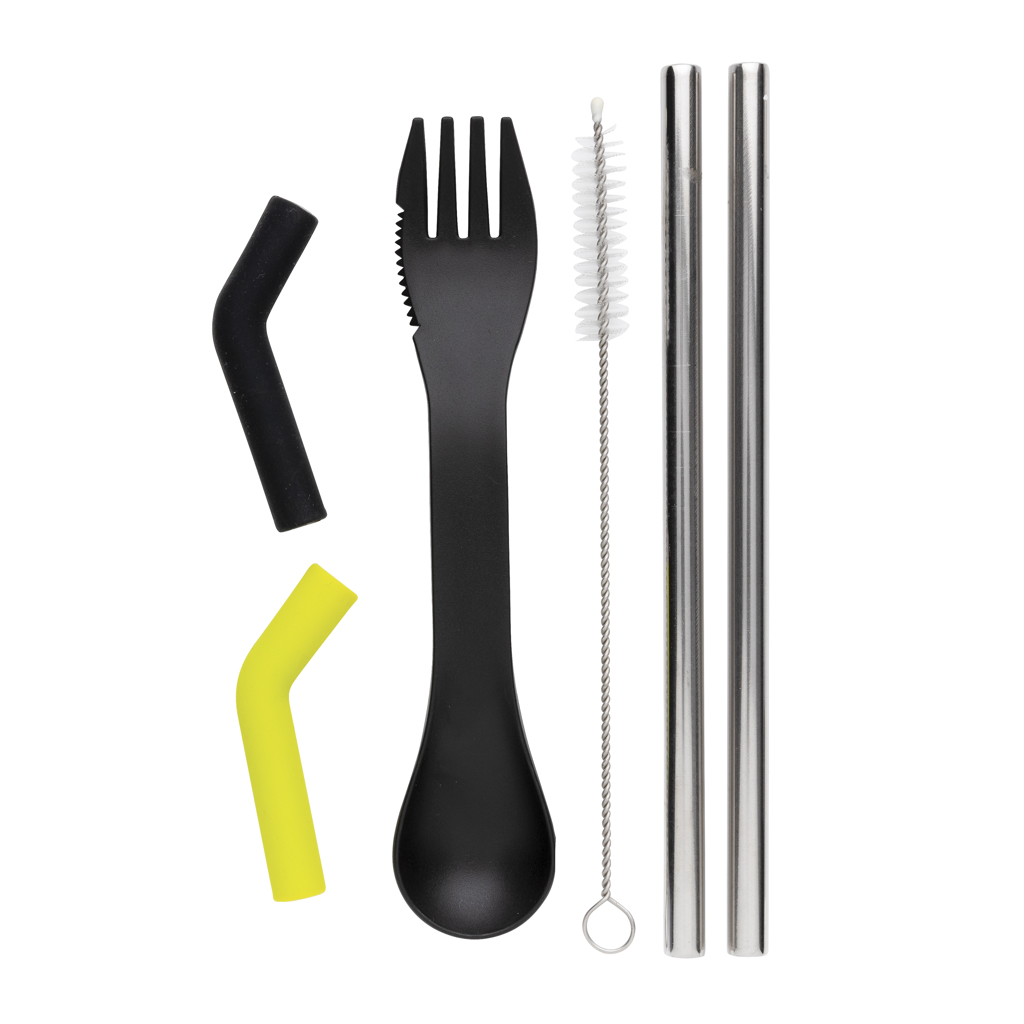 Tierra 2pcs straw and cutlery set in pouch Tierra 2pcs straw and cutlery set in pouch