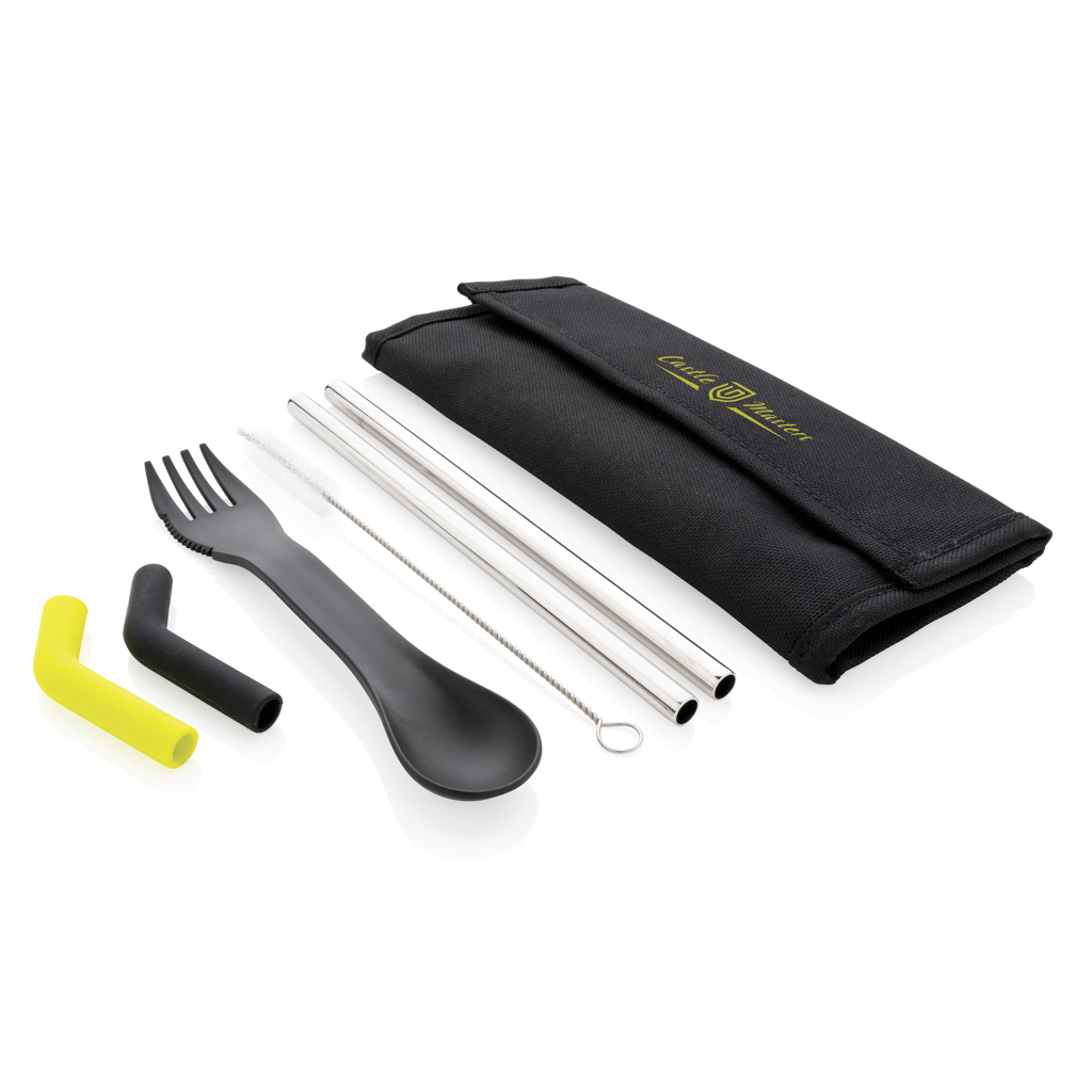 Tierra 2pcs straw and cutlery set in pouch Tierra 2pcs straw and cutlery set in pouch
