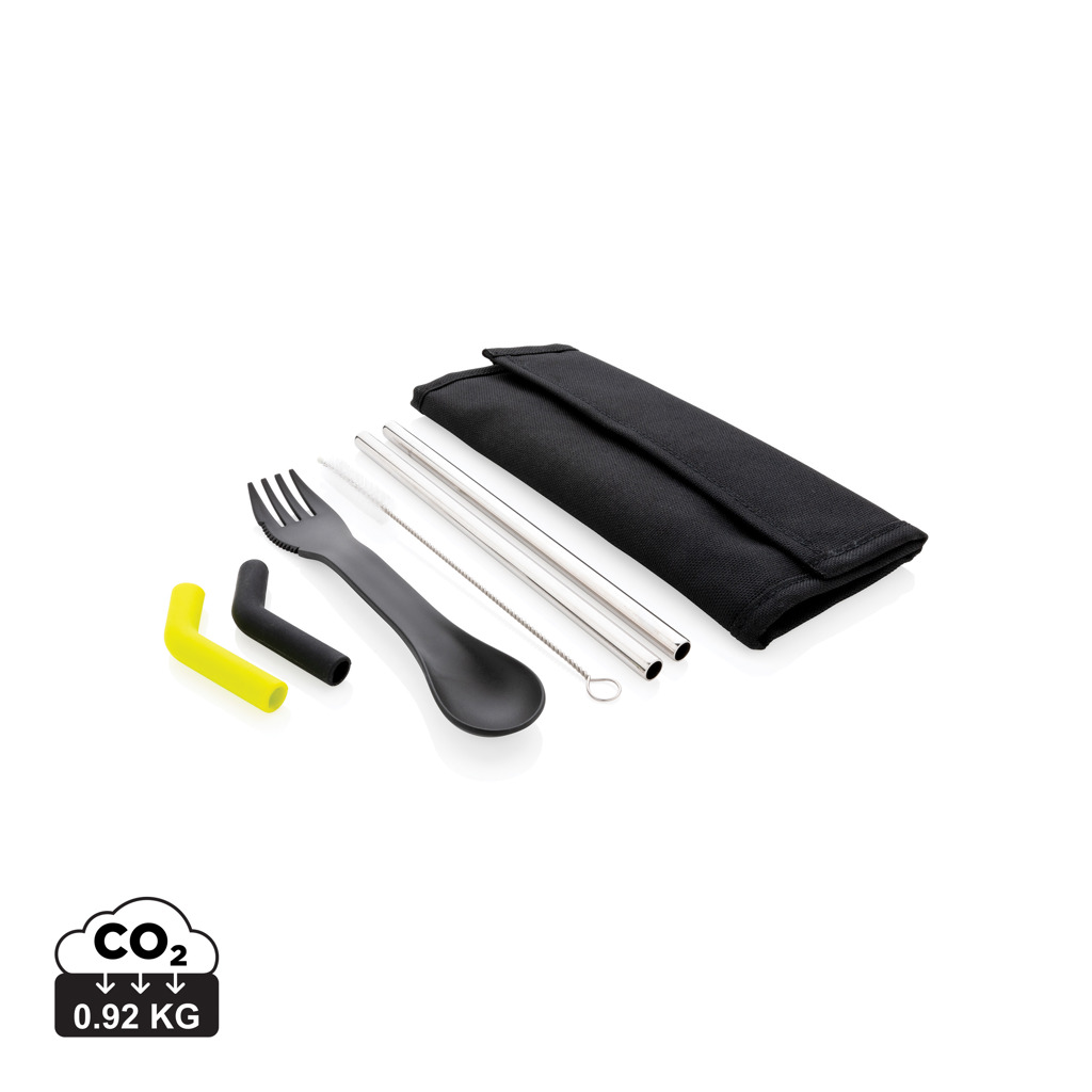 Tierra 2pcs straw and cutlery set in pouch Tierra 2pcs straw and cutlery set in pouch