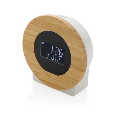 Eco-Friendly Branded Bamboo LCD Desk Clock for Promotions