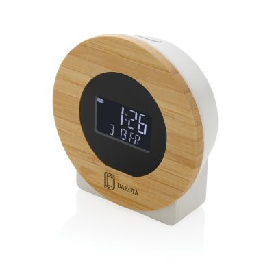 Eco-Friendly Branded Bamboo LCD Desk Clock for Promotions