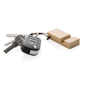 Personalised Bamboo Keychain Phone Stand for Eco-Friendly Branding