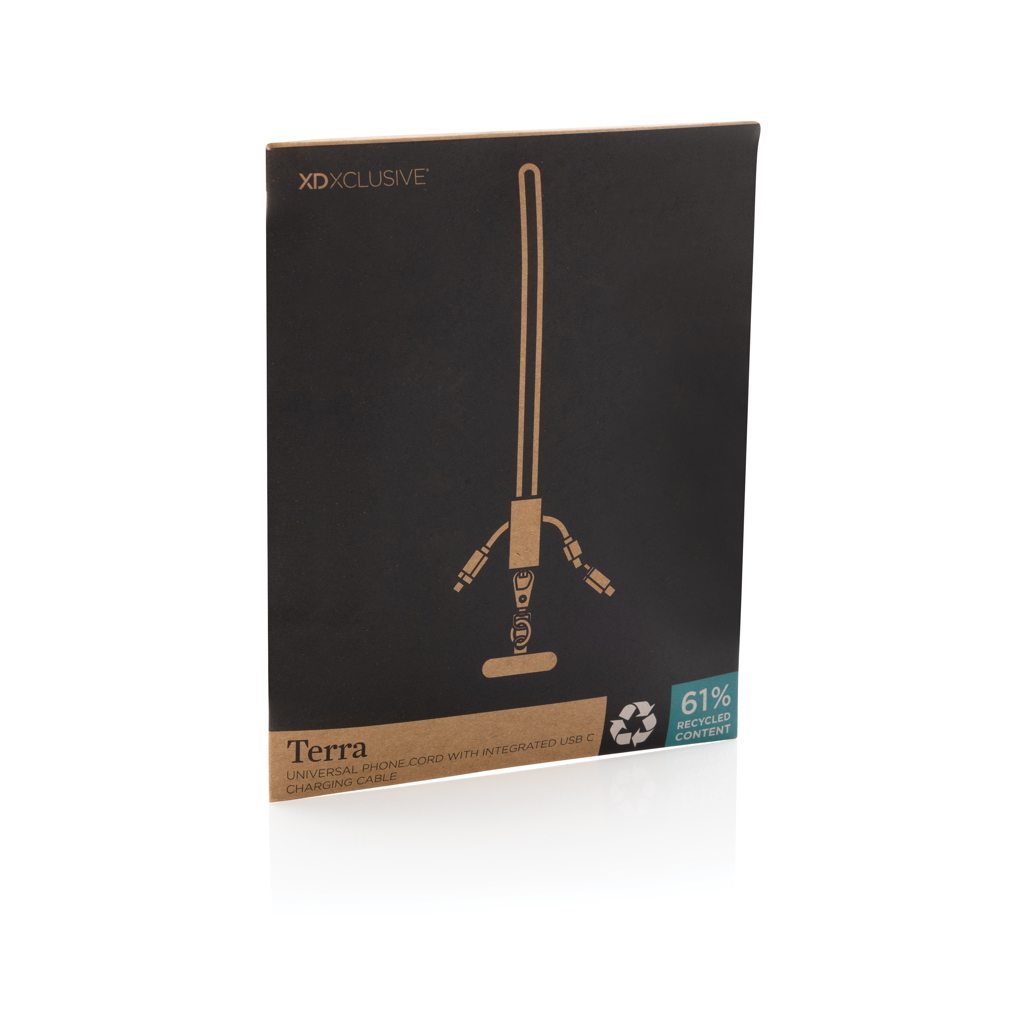 Terra RCS recycled PET phone cord with 60W dual charge cable Terra RCS recycled PET phone cord with 60W dual charge cable