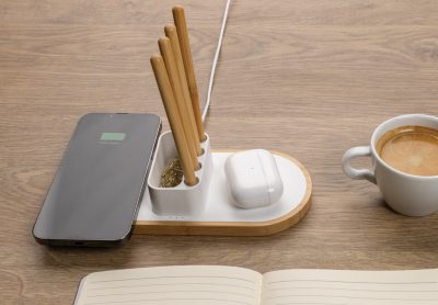Branded Eco-Friendly Dual Wireless Charger for Businesses