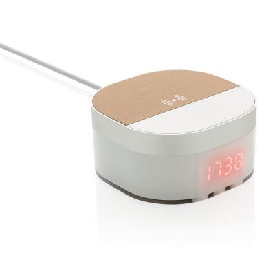 Branded Aria 5W Wireless Charging Clock for Promotions