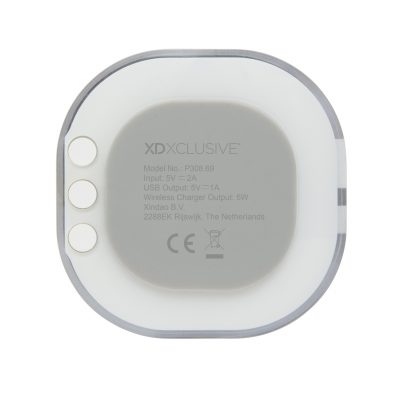 Branded Aria 5W Wireless Charging Clock for Promotions