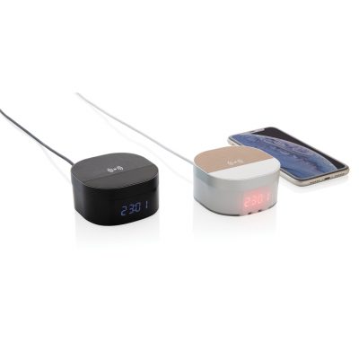 Branded Aria 5W Wireless Charging Clock for Promotions