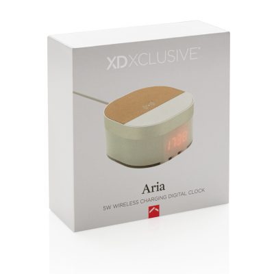 Branded Aria 5W Wireless Charging Clock for Promotions