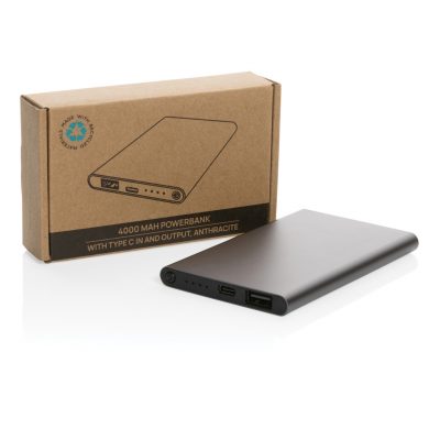 Eco-Friendly 4000mAh Branded Powerbank with Type C Charging