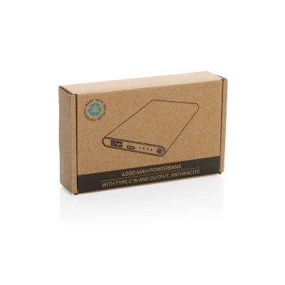 Eco-Friendly 4000mAh Branded Powerbank with Type C Charging