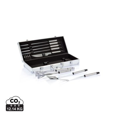 Personalised 12 Pcs Barbecue Set in Elegant Aluminium Box