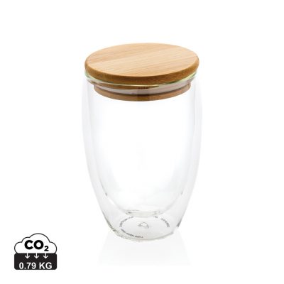 Branded 350ml Double Wall Glass with Lid for Promotions