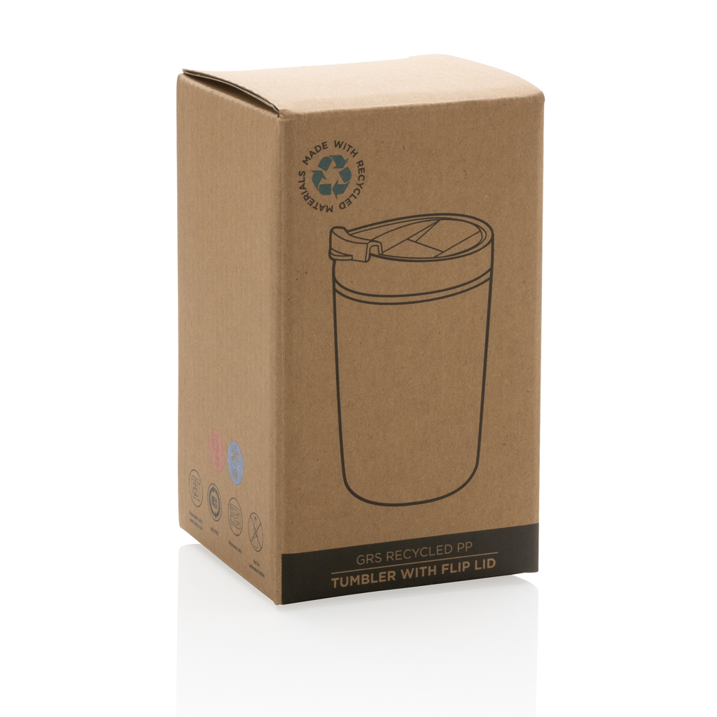 GRS Recycled PP tumbler with flip lid GRS Recycled PP tumbler with flip lid