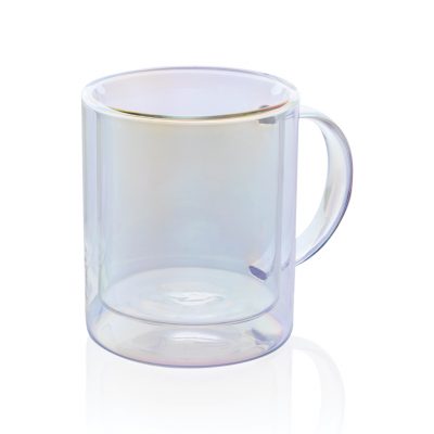 Branded Double Wall Electroplated Glass Mug for Hot & Cold