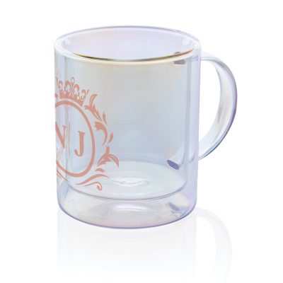 Branded Double Wall Electroplated Glass Mug for Hot & Cold