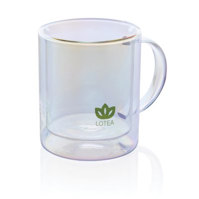 Branded Double Wall Electroplated Glass Mug for Hot & Cold