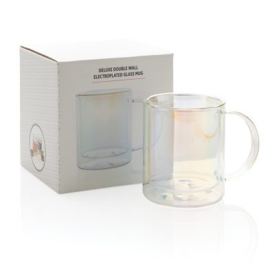 Branded Double Wall Electroplated Glass Mug for Hot & Cold