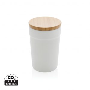 GRS certified recycled PP mug with bamboo lid