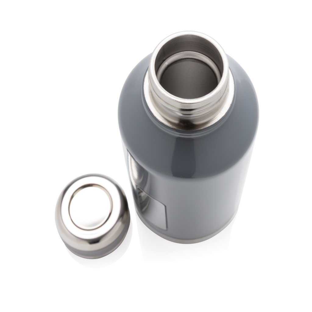 Leak proof vacuum bottle with logo plate Leak proof vacuum bottle with logo plate