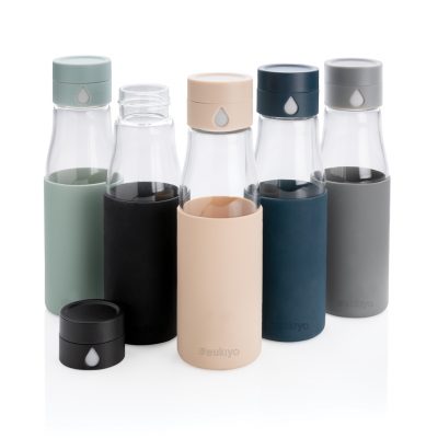 Custom Ukiyo Glass Hydration Bottle with Tracking Sleeve