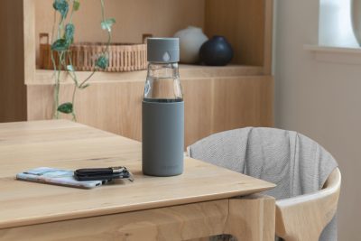 Custom Ukiyo Glass Hydration Bottle with Tracking Sleeve