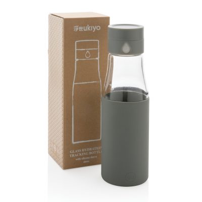 Custom Ukiyo Glass Hydration Bottle with Tracking Sleeve