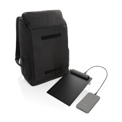 Branded Pedro AWARE™ RPET Backpack with 5W Solar Charger