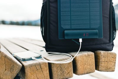 Branded Pedro AWARE™ RPET Backpack with 5W Solar Charger