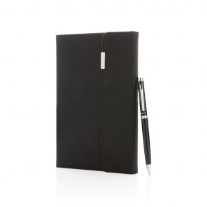 Branded Swiss Peak Deluxe A5 Notebook & Pen Set for Events Branded Swiss Peak Deluxe A5 Notebook & Pen Set for Events
