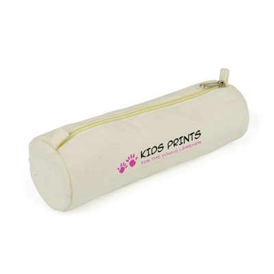 Natural Cotton Pencil Case with Silver Zip – Personalised Gift