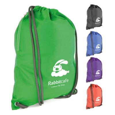 Stylish Drawstring Bag with Zipped Pocket – Promotional Use