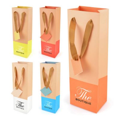 Personalised Wine Bag with Ribbed Ribbon Handles – Branded Merchandise