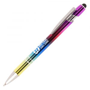 Rainbow Ball Pen with Stylus – Personalised Business Gift