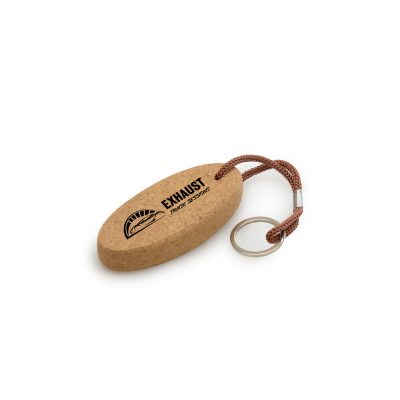 Personalised Oval Cork Keyring with Logo Area – Branded Merchandise